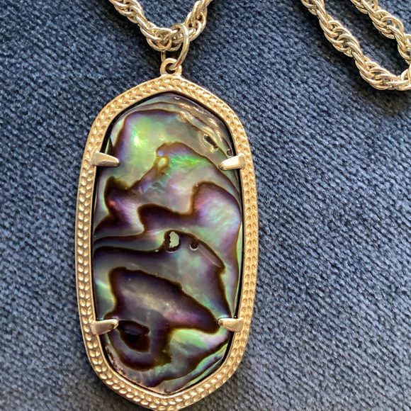 Kendra Scott Gold Necklace with Iridescent Abalone Tassel long Pendant - Picture 14 of 14